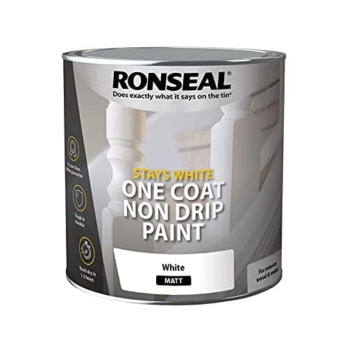 Image of Ronseal RSLOCSWMP25L One Coat Stays Matt Paint, White, 2.5 Litre