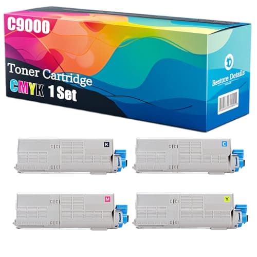 Image of High Yield C9000 41515212 41515211 41515210 41515209 Toner Cartridge Compatible for OKI C9000 C9200 C9400 Printer, Unleash High-Definition Printing, Achieving 15000 Pages (Multicolour)