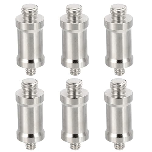 Image of PATIKIL Camera Spigot Screws Converter 3/8" to 1/4" Male to Male, 6 Pack Tripod Screw Adapter Spigot Stud for Light Stand Hot Shoe Cold Shoe Adapter Ball Head Flash, Black