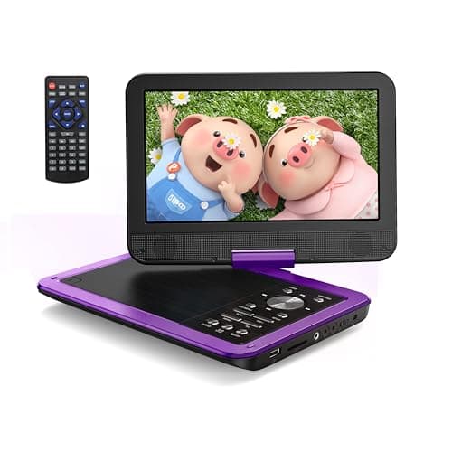 Image of Yoton 12.5" Portable DVD Player with 10.5" HD Swivel Screen, Easy Setup for Kids & Elderly, 6-Hour Battery Life, Includes AV Cable & Car Charger, Supports USB/SD Card(Not Support Blu-ray), Purple