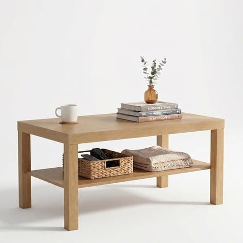 Image of Lack Oak Coffee Tables for Living Room - Perfect Minimalist Large Coffee Table, Ideal for Small Space Offices and Living Room Coffee Table for Chic Décor—Strong, Durable and Easy to Maintain (90x55cm)