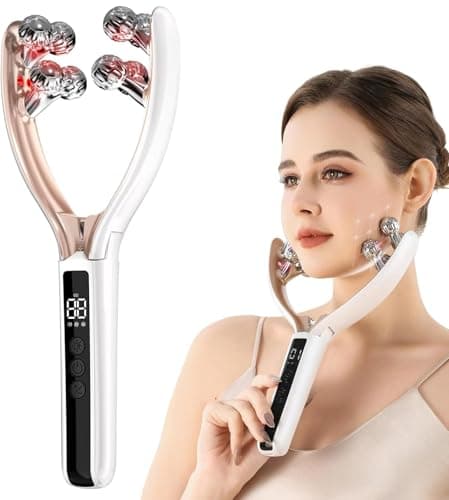 Image of Facial Massager Face and Neck,5 Level EMS Face Lifting Device Anti Aging,3D Face Massager Roller Tool for Skin Care,Lymphatic Contour Face Brush Face Roller Lymphatic Drainage,Rechargeable