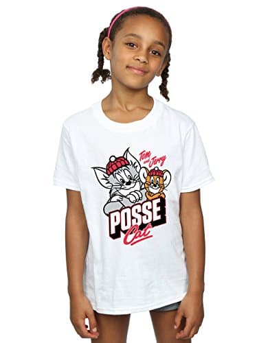 Image of Tom And Jerry Girls Posse Cat T-Shirt 9-11 Years White