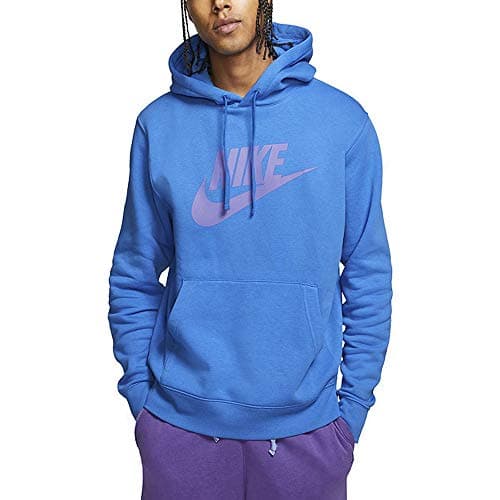 Image of Nike Men's Sportswear Club Fleece Graphic Pullover Hoodie BV2973 (Lt Photo Blue/Medium Violet, 3X-Large)