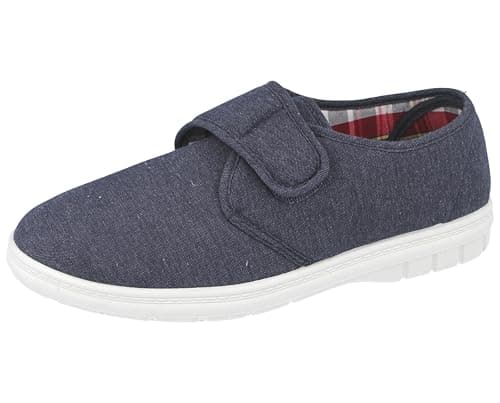 Image of Mens Extra Wide Fit Touch Close Canvas Shoes (Navy Strap, UK Footwear Size System, Adult, Men, Numeric, X-Wide, 9)