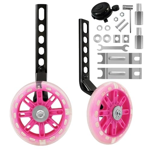 Image of TenFans Kids Bike Stabilizers - Child Bicycle Wheel Stabilizer for Kids Bike 12 14 16 18 20 Inch Adjustable Bicycle Training Wheels with Mute Flash Wheels