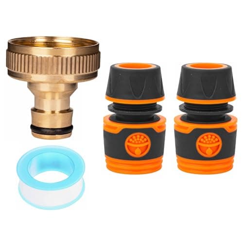 Image of 33mm Tap Connector for Hose Pipe, G 1 inch Brass Garden Hose Tap Connector Female Threaded Tap Hose Connector Adapter, Hosepipe Connectors and Fittings for Outside Tap
