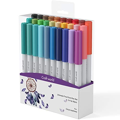 Image of CRAFT WORLD 0.4 Tip Fine Point Pens for Cricut Maker 3/Maker/Explore 3/Air 2, Ultimate Fine Point Pens Set of 30 Pack Assorted Tools Accessories Writing Drawing Pen Compatible with Machine