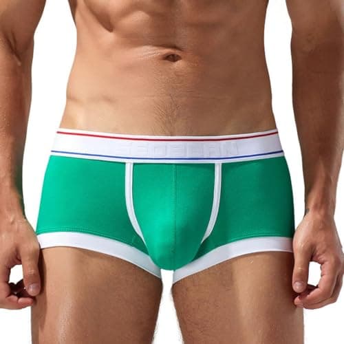Image of Wayonge Mens Cotton Boxers Underwear Soft Comfortable and Stylish Briefs for Men, Green, XL
