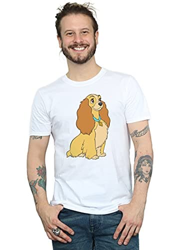 Image of Disney Men's Lady and The Tramp Lady Spaghetti Heart T-Shirt White XXXXX-Large