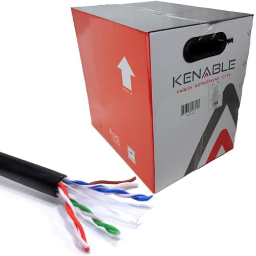 Image of kenable External CAT6 Outdoor Network Cable Reel COPPER Ethernet UTP 305m Black UV Resistant Waterproof Burial Grade 23AWG