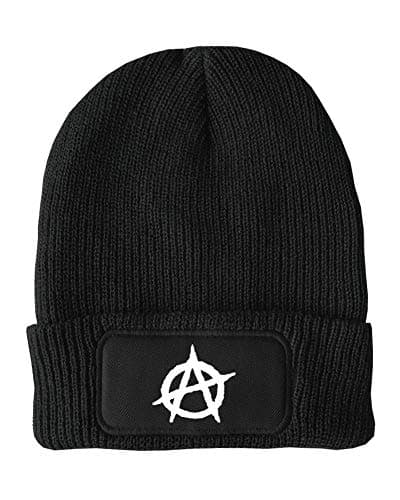 Image of FatCuckoo - Anarchy Sign, Iconic Punk Logo Unisex Winter Thinsulate Beanie Hat Black