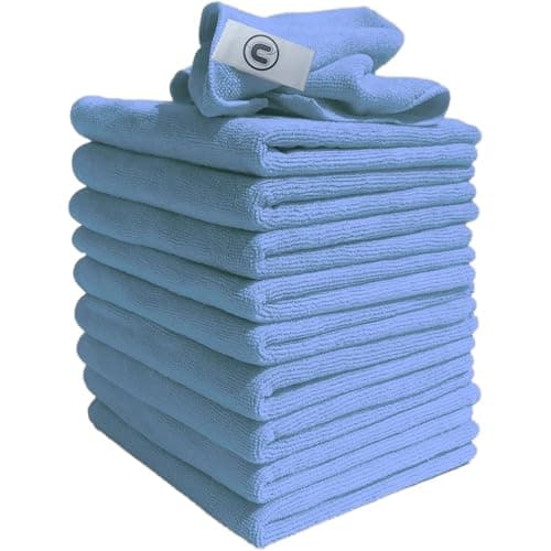 Image of DCS Microfibre Cleaning Cloth, Blue, Pack of 10, Large Size: 40x40cm. Super Soft Premium Streak Free Washable Cloth Duster for Kitchen, Bathrooms, Surfaces, Mirrors, Car, Motorbike