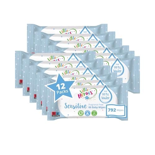 Image of Little Heroes Sensitive Baby Wipes Fragrance Free Water Wipes - 792 Count - 12 x 66 Pack