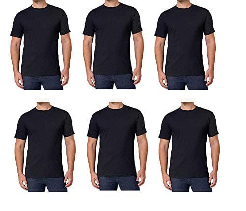 Image of Kirkland Signature Men's Crew Neck Tee 100% Combed Heavyweight Cotton T-Shirts (Pack of 6), Black, XXL