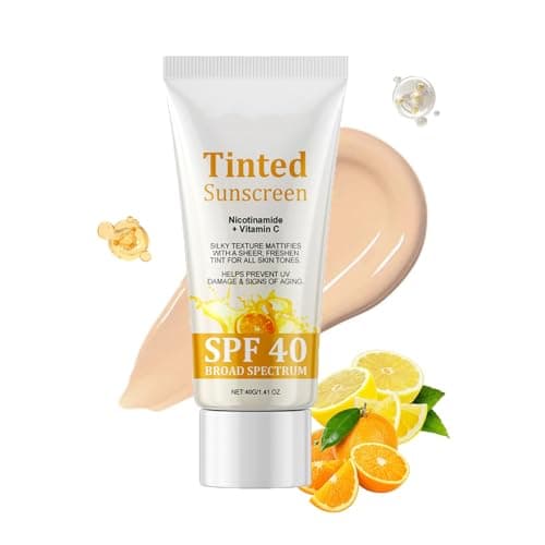 Image of 2-in-1 Tinted Mineral Sunscreen SPF 40 with Niacinamide & Vitamin C – Lightweight Face Moisturiser with UVA/UVB Protection & Matte Finish for All Skin Tones, Smooth Texture & Broad Spectrum Sun Care