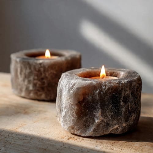 Image of 100% Himalayan Natural Therapeutic Rock Salt Candle Holder - Rare Pink, Grey, and White Salt Crystal Tealight Holder | Ideal Home Décor Gift - 1pc in a Cardboard Box - From Punjab, Pakistan
