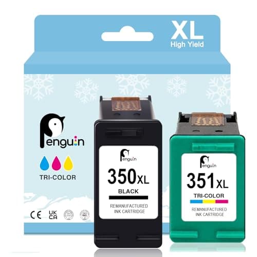 Image of Penguin 350XL 351XL Printer Ink Cartridge Replacement for HP 350 XL 351 XL Black and Colour Compatible with Deskjet D4260 Officejet J5780 Photosmart C4280 High Yield Remanufactured Ink