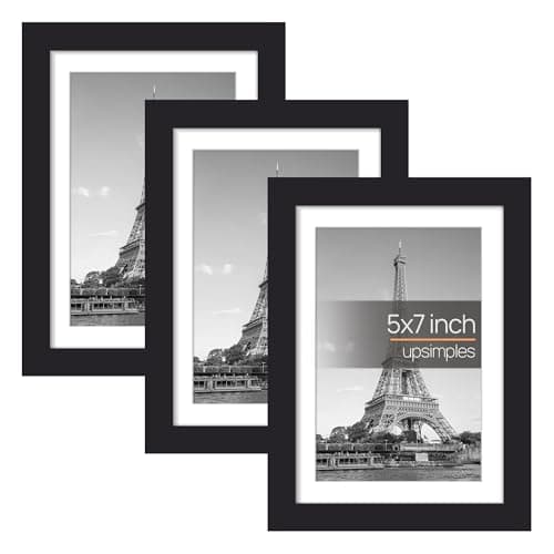 Image of upsimples 7x5 photo frames Picture Frame, 3 Pack Black Photo Frame, Wall Hanging Picture