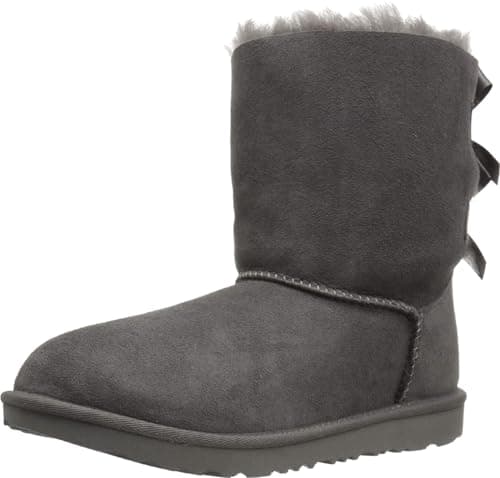 Image of UGG Unisex Kids Bailey Bow II Classic Boot, Grey, 7.5 UK Child