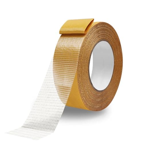 Image of Storystore Double Sided Tape Heavy Duty, 50mm (W) x 50m (L) Double Sided Mounting Tape with Fiberglass Mesh, Super Sticky Resistente Clear Tape for Carpet, Wall, Floor, Mat, Craft