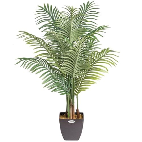 Image of CHRISTOW Artificial Areca Palm Tree, Fake House Plant for Home Decoration, Lifelike Leaves and Husky Natural Looking Stems, Weighted Pot, Indoor Outdoor (120cm / 4ft)