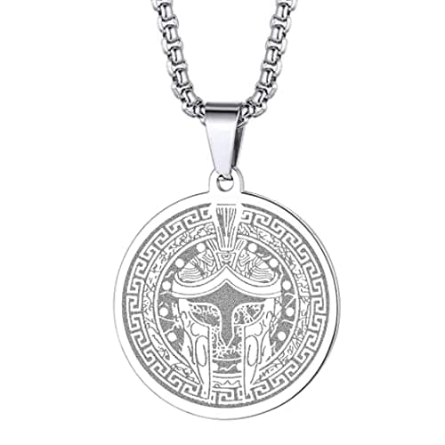 Image of chengxun Symbol of the Ancient Greek God of War - Ares Necklace for Men Women Greek War Memorial Charm Pendant Neck Chain Amulet Talisman Jewelry Gift (216S)