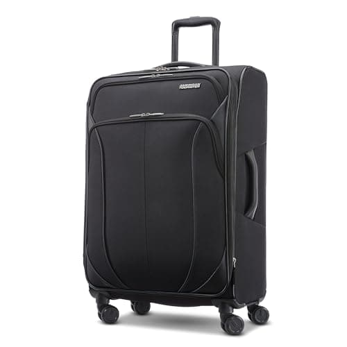 Image of American Tourister 4 Kix 2.0 Expandable Softside Luggage with Spinner Wheels, Black, 28 Spinner, 4 Kix 2.0 Expandable Softside Luggage with Spinner Wheels