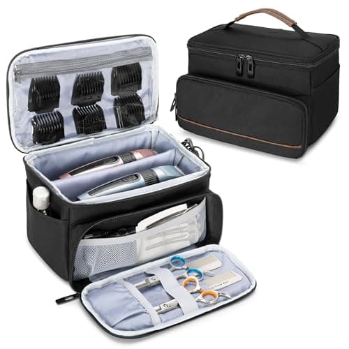 Image of CURMIO Carrying Case for Clippers, Men Trimmer Kits Storage Bag Compatible with Andis, Hatteker, Oster Hair Clipper and Cutting Tools, Black