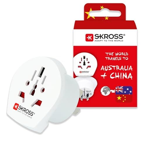 Image of SKROSS World to Australia/China Travel Adapter, International Plug Converter for Visitors to Australia/China, Compatible with Laptops, Phones, Hairdryers and More, Shock Protection