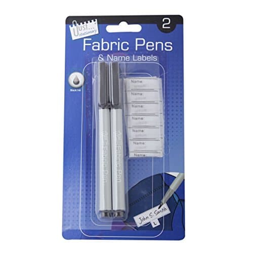Image of Just Stationery Fabric Pens and Name Labels (Pack of 6)