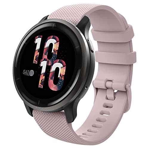 Image of MoKo Strap Compatible with Garmin Vivoactive 4S/Venu 4 41mm/3S/2S/Forerunner 265S/255S/255S Music/Vivomove 3S, 18mm Soft Silicone Replacement Watch Band Sport Wristband, Rose Pink