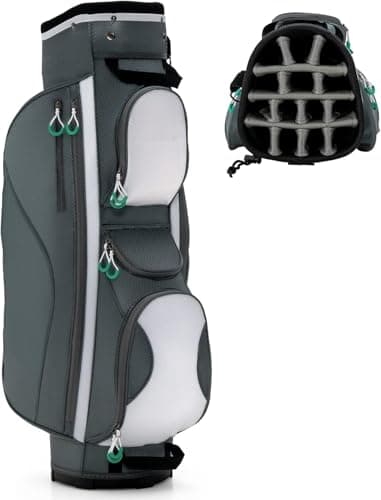 Image of COSTWAY Golf Cart Bag with 14 Way Dividers, 7 Pockets, Rain Hood and Shoulder Strap, Lightweight Golf Clubs Trolley Bags for Men & Women