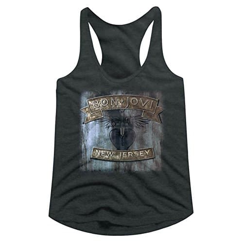 Image of Bon Jovi Womens New Jersey Racerback Tank Top, Medium, Dark Gray Heather