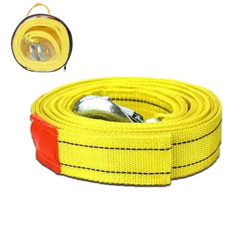 Image of 4M 5T Tow Rope For Cars, Heavy Duty Vehicle Emergency Tow Strap Equipment Cable Winch Rope with Reflective Strips, Safety Anti-Slip Hooks, Storage Bag