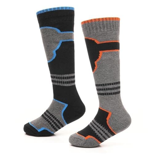 Image of A2Z 4 Kids Premium Boys Thermal Ski Socks for Winter Outdoor Activities Pack Of 2 High - Socks AZ8611 Grey 2 Pack 3-6
