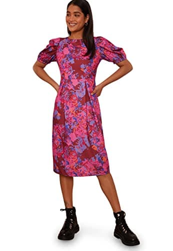 Image of Chi Chi London Short Sleeve Floral Midi Dress in Burgundy