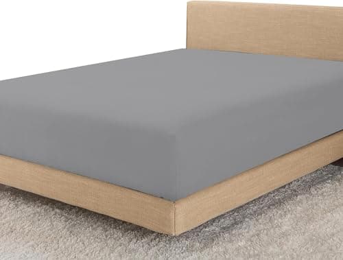 Image of Linens World Egyptian Cotton Fitted Sheets King Size Breathable, Anti Wrinkle 40cm Deep Pocket 200 Thread Count Bed Sheets Bedding & Linen 152X200-CM Grey Bedding King Size Fitted Sheets
