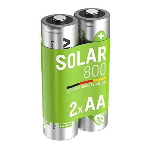 Image of ANSMANN AA SOLAR Batteries [Pack of 2] Long Lasting Low Self Discharge Rechargeable AA Type 800 mAh NiMH MaxE Pro Battery For Solar Powered Equipment, Garden Lights, Lanterns