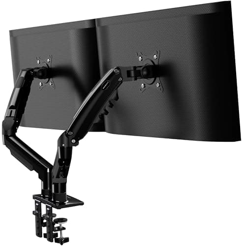 Image of Invision Monitor Arm Desk Mount for 19-32 Inch Screens - VESA 75/100mm Desk Clamp Stand - Tool Free Height Adjustment with Tilt Swivel Rotate - Increased Load Capacity from 2-9kg MX400 Dual Arm