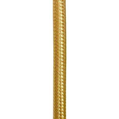 Image of ElekTek Gold Round Vintage-Style Braided Fabric Covered Lighting Flex Cable, 2m Pack Length, 3-Core 6 Amp (0.75mm), EU Manufactured