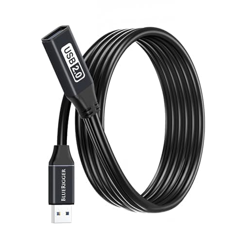Image of BlueRigger USB Extension Cable (5M, USB 2.0, Active, Type A Male to Female, Repeater Cable) - Compatible with Game Consoles, Printer, Camera, Webcam, Flash/Hard Drive, Keyboard