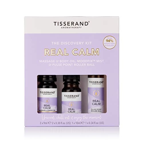 Image of Tisserand - Real Calm Pulse Point Roller Ball - Lavender, Bergamot & Patchouli Essential Oil Blend - Pocket-Sized Roller for Relaxation, Meditation & Self Care