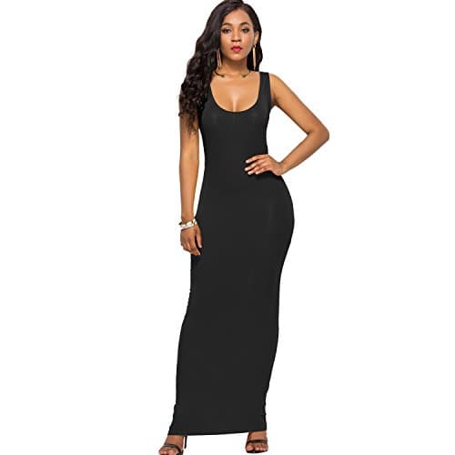 Image of TEERFU Women's Sleeveless Maxi Long Vest Dress, Black, UK S=asia l