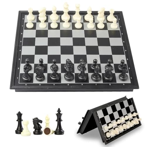 Image of Magnetic Chess Set - Cestamor Chess Board Folding Travel Chess Portable - 2 Extra Queens - 25x25cm Board Games for Kids Adults Gifts