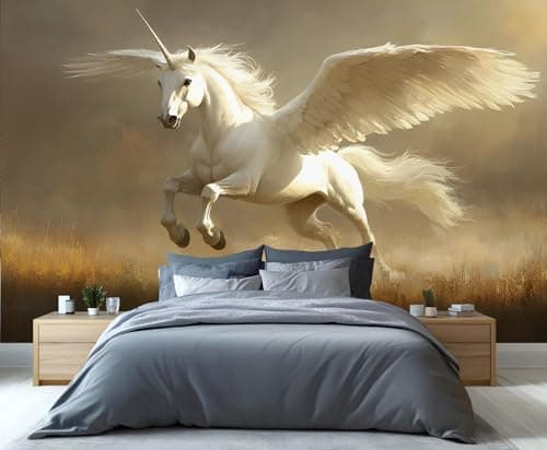 Image of YXQAIED Horse Wallpaper, Animals Wallpaper Mural, Unicorn Wallpapers for Bedroom Living Room, Not Self-Adhesive Home Decor 3D Wall Murals