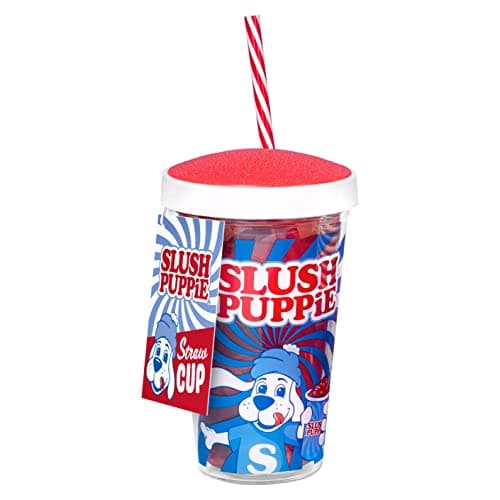 Image of Slush Puppie Cup and Straw. 500ml Capacity Slush Puppy Cup with Screw Tight Lid & Reuseable Bendy Straw. Officially Licensed Slush Puppie Merchandise.
