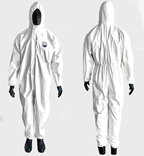 Image of Cat 3 Type 5/6 Chemical Protection Suit Against Chemical Biohazard Coverall Boiler Suit with Hood 63g/sqm (Medium)