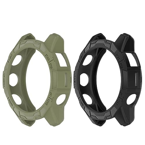 Image of Chofit Cases Compatible with Garmin Epix Pro Gen 2 51mm/Fenix 7X Pro Case, TPU Protective Cases Cover Watch Frame Protector Shell for Fenix 7X/Epix Gen 2 51mm (Black+Green)
