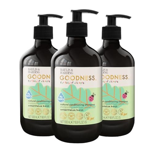 Image of Baylis & Harding Goodness Kids Watermelon Burst No Tears Natural Conditioning Shampoo, 500 ml (Pack of 3) - Vegan Friendly